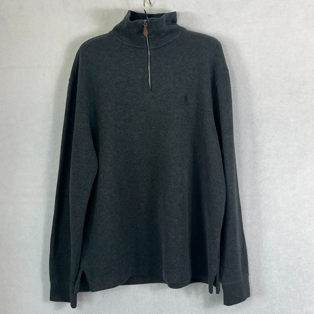 Polo Ralph Lauren Pullover Sweatshirt Large Mock Neck Quarter Zip 100% Cotton